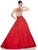 Panoply - Rhinestone-accented Halter Neck Taffeta A-line Gown 44303 In Ruby