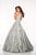 Panoply - Illusion Haltered Neck Brocade A-line Dress 44307 In Blue
