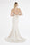 Saboroma - 4430 Embellished V-neck Trumpet Dress With Train In Neutral