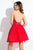 Rachel Allan Short - 4433 Beaded Halter Lace Short Dress in Red