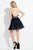 Rachel Allan Short - 4433 Beaded Halter Lace Short Dress in Black