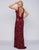 Cassandra Stone - 4436A V Neck Sequin Ornate Draped Back Evening Gown In Red