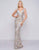 Cassandra Stone - 4436A V Neck Sequin Ornate Draped Back Evening Gown In Neutral
