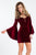 Rachel Allan Short - 4437 Long Sleeve Crisscross Back Short Dress in Red