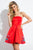 Rachel Allan Short - 4438 Short A-line Dress with Leather Vest in Red