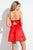 Rachel Allan Short - 4438 Short A-line Dress with Leather Vest in Red