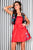 Rachel Allan Short - 4438 Short A-line Dress with Leather Vest in Red