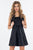 Rachel Allan Short - 4438 Short A-line Dress with Leather Vest in Black