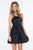Rachel Allan Short - 4438 Short A-line Dress with Leather Vest in Black