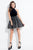 Rachel Allan Short - 4439 Halter Velvet and Sequin Short Dress  in Black and Neutral