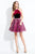Rachel Allan Short - 4439 Halter Velvet and Sequin Short Dress  in Red