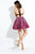 Rachel Allan Short - 4439 Halter Velvet and Sequin Short Dress  in Red