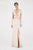 Saboroma - 4439 Long Cape Sleeve Floral Appliques Illusion Gown In Neutral and Pink