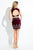 Rachel Allan Short - 4440 Sleeveless Two Piece Beaded Jersey Dress  in Red