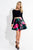 Rachel Allan Short - 4443 Two Piece Floral Print A-line Dress in Black and Pink