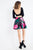 Rachel Allan Short - 4443 Two Piece Floral Print A-line Dress in Black and Pink