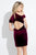 Rachel Allan Short - 4444 Cold Shoulder Velvet Short Dress in Red