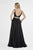 Saboroma - 4445 Deep V-neck Embellished A-line Dress In Black