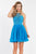 Rachel Allan Short - 4446 Beaded Chiffon A-line Dress in Blue