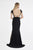 Saboroma - 4446 Bead Garlanded Cap Sleeve Applique Gown In Black