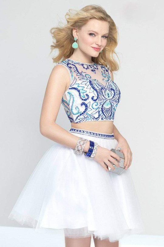 Alyce Paris - 4446 Dress In White Blue
