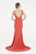 Saboroma - 4448 Beaded Cap Sleeve Cutout Accented Gown In Pink and Orange