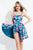 Rachel Allan Short - 4449 Floral Bow-Accented A-line Dress in Green and Floral