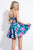 Rachel Allan Short - 4449 Floral Bow-Accented A-line Dress in Green and Floral