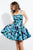 Rachel Allan Short - 4449 Floral Bow-Accented A-line Dress in Blue and Floral