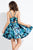 Rachel Allan Short - 4449 Floral Bow-Accented A-line Dress in Blue and Floral