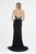 Saboroma - 4449 Halter Sheath Dress with Slit In Black