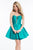 Rachel Allan Short - 4450 Plunging Ribbon Accented Mikado Dress in Green
