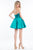 Rachel Allan Short - 4450 Plunging Ribbon Accented Mikado Dress in Green