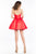 Rachel Allan Short - 4450 Plunging Ribbon Accented Mikado Dress in Red