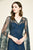 Tadashi Shoji - Embellished V-Neckline with Cape Long Dress In Blue