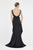 Saboroma - 4451 Deep V-neck Peplum Trumpet Dress In Black