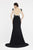 Saboroma - 4452 Embellished Two Tone Bateau Trumpet Dress In Neutral and Black