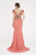 Saboroma - 4453 Two-Piece Beaded Cap Sleeve High Slit Gown In Pink and Orange