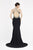 Saboroma - 4457 Sweetheart Trumpet Dress with Slit In Black