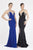Saboroma - 4457 Sweetheart Trumpet Dress with Slit In Blue and Black