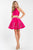 Rachel Allan Short - 4458 Halter Keyhole Detail Mikado Dress in Pink