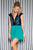 Rachel Allan Short - 4459 Cap Sleeve Ornate Velvet Romper in Blue and Green