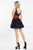 Rachel Allan Short - 4463 Embroidered Rose Satin A-Line Dress in Black