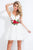 Rachel Allan Short - 4463 Embroidered Rose Satin A-Line Dress in White