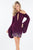 Rachel Allan Short - 4464 Floral Beaded Halter Jersey Sheath Dress in Purple