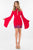 Rachel Allan Short - 4464 Floral Beaded Halter Jersey Sheath Dress in Red