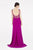 Saboroma - 4467 Lattice Illusion Bateau Draped Slit Gown In Pink