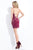 Rachel Allan Short - 4470 Beaded Deep V-neck Jersey Sheath Dress in Red