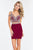 Rachel Allan Short - 4471 V-neck Two-Piece Cocktail Dress in Red