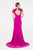 Saboroma - 4471 Beaded Cape Mermaid Evening Dress In Pink